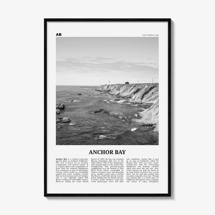 Anchor Bay Print Black and White, Anchor Bay Wall Art, Anchor Bay Poster, Anchor Bay Photo, Anchor Bay Wall Décor, Anchor Map, California