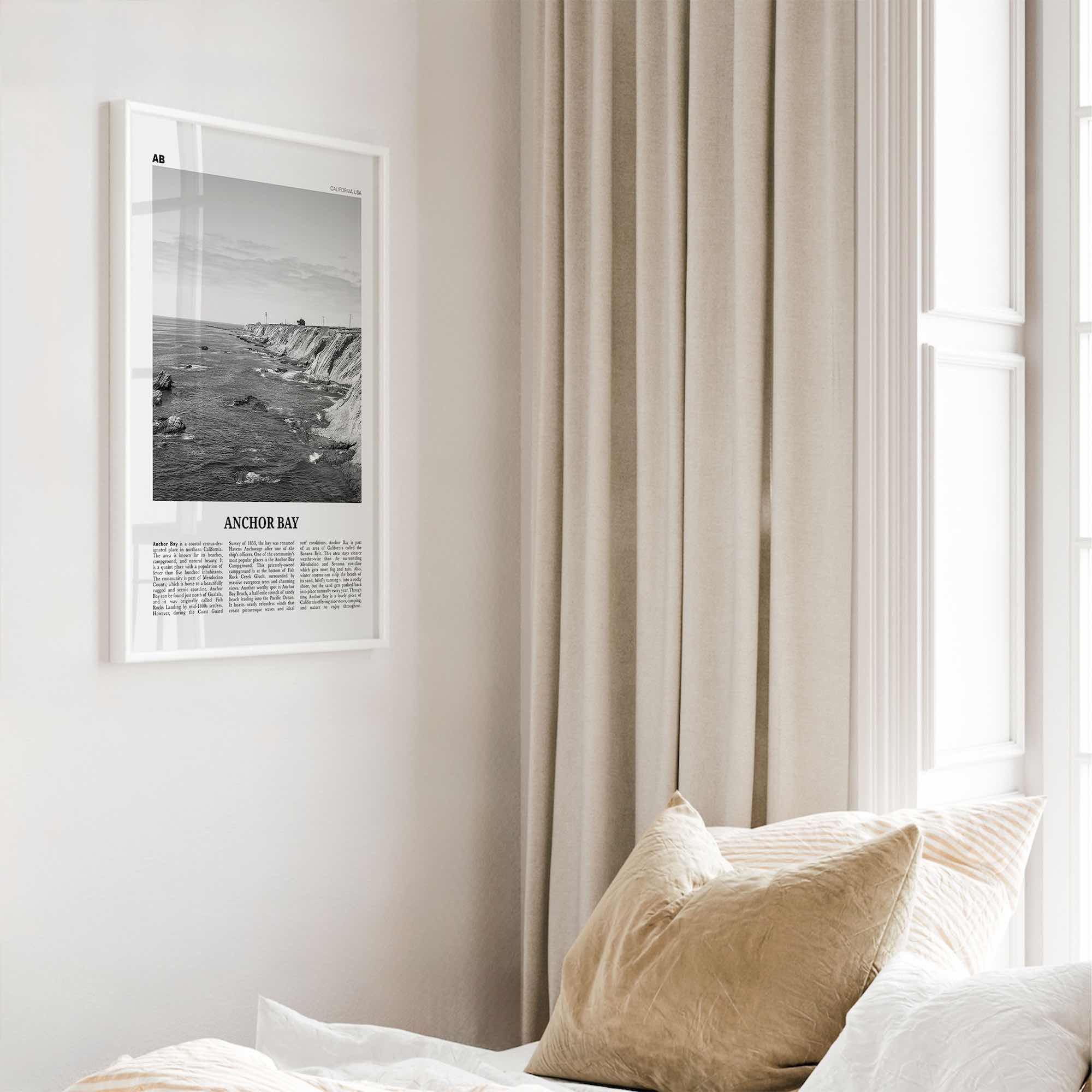 Anchor Bay Print Black and White, Anchor Bay Wall Art, Anchor Bay Poster, Anchor Bay Photo, Anchor Bay Wall Décor, Anchor Map, California