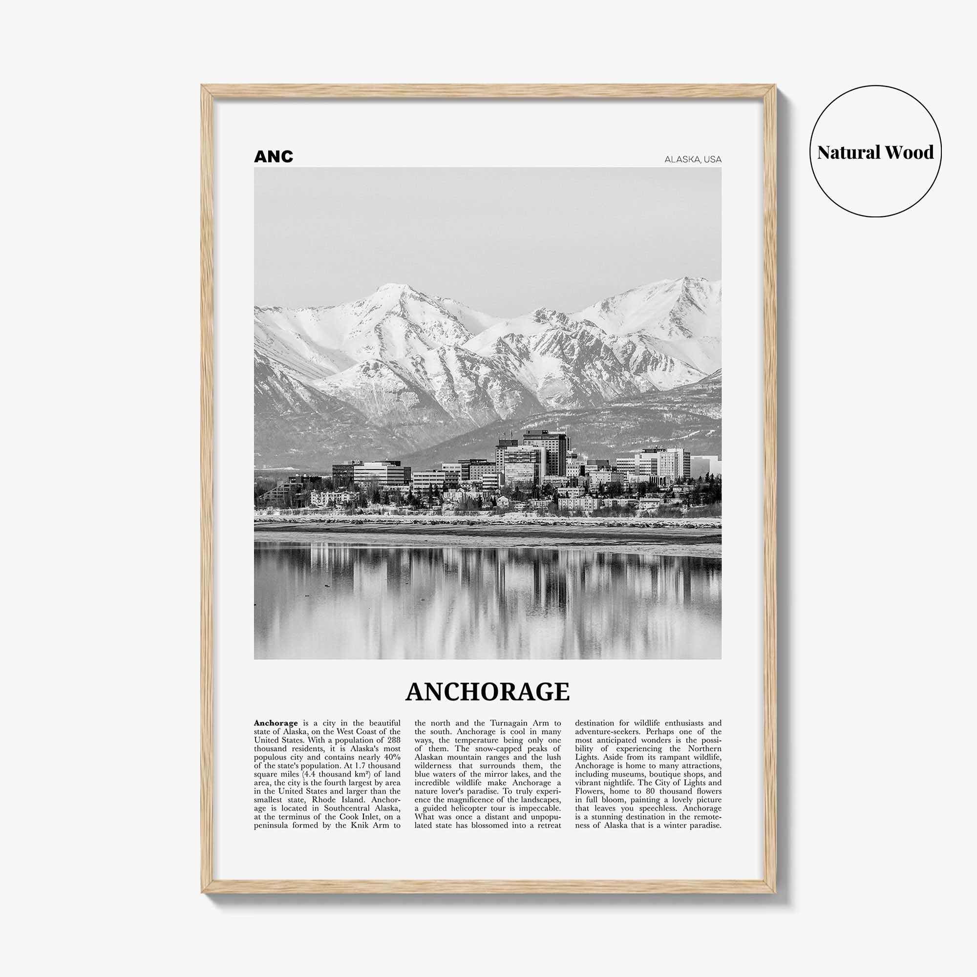 Anchorage Print Black and White, Anchorage Wall Art, Anchorage Poster, Anchorage Photo, Anchorage Wall Décor, Alaska, USA, United States