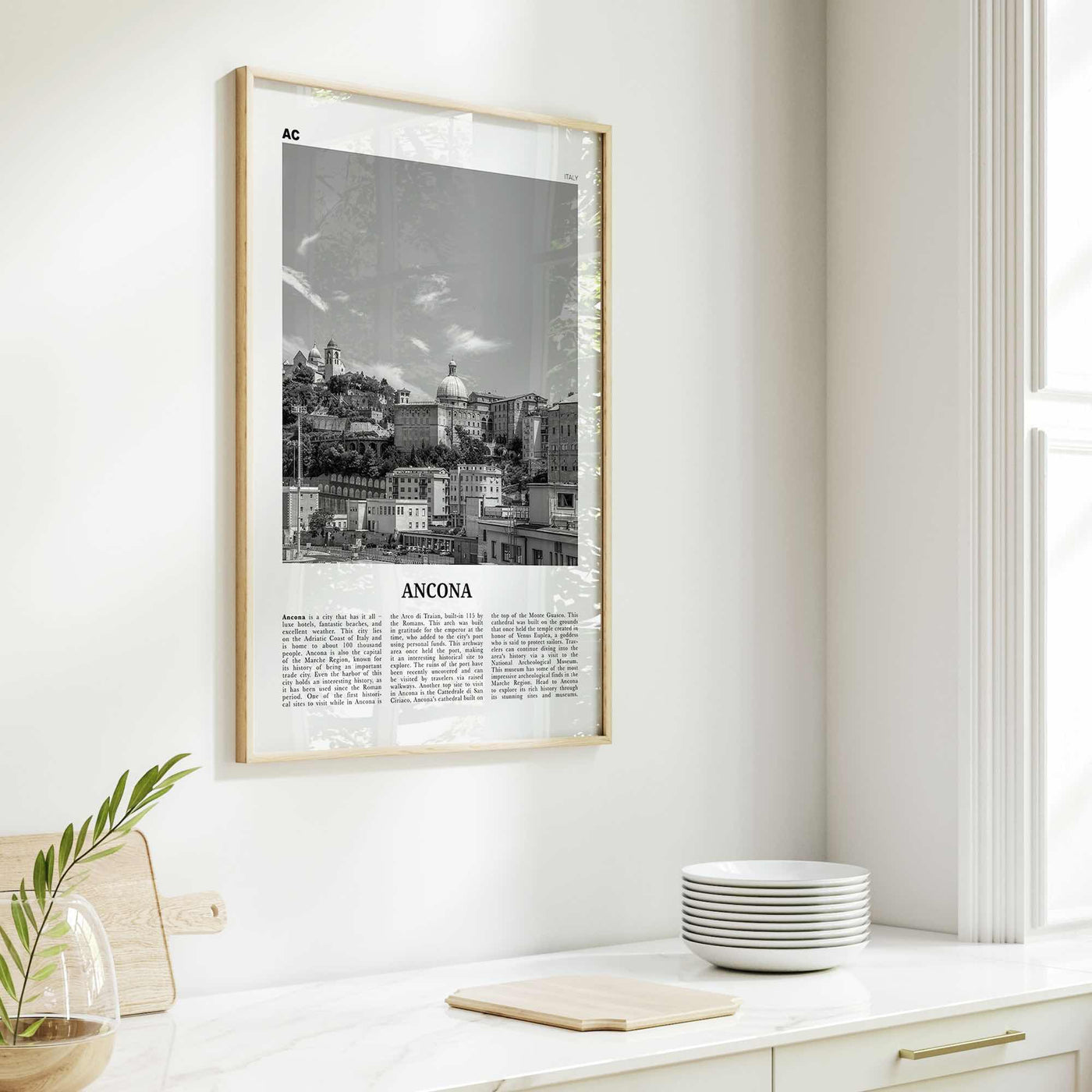 Ancona Print Black and White, Ancona Wall Art, Ancona Poster, Ancona Photo, Ancona Wall Décor, Ancona Map, Italy