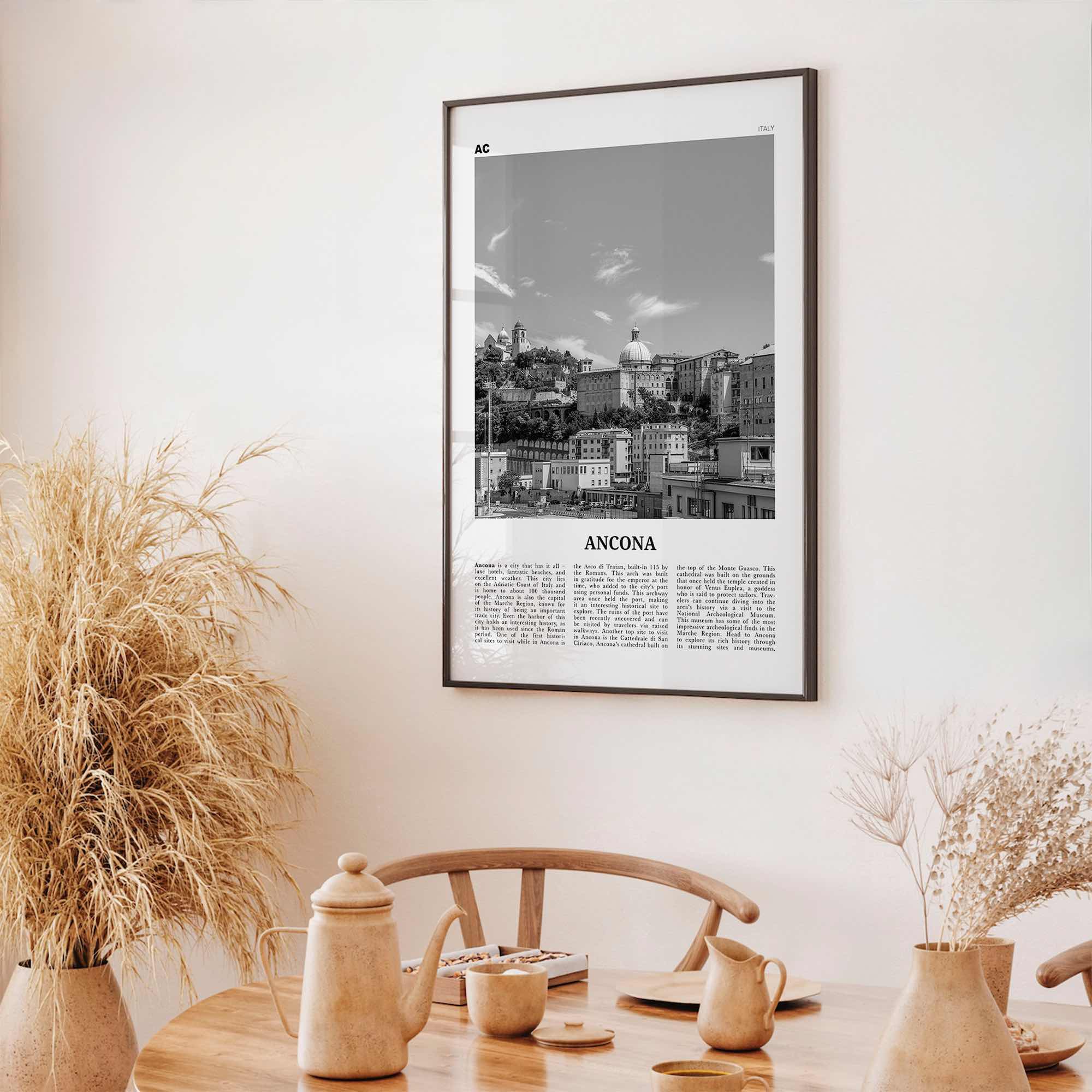 Ancona Print Black and White, Ancona Wall Art, Ancona Poster, Ancona Photo, Ancona Wall Décor, Ancona Map, Italy