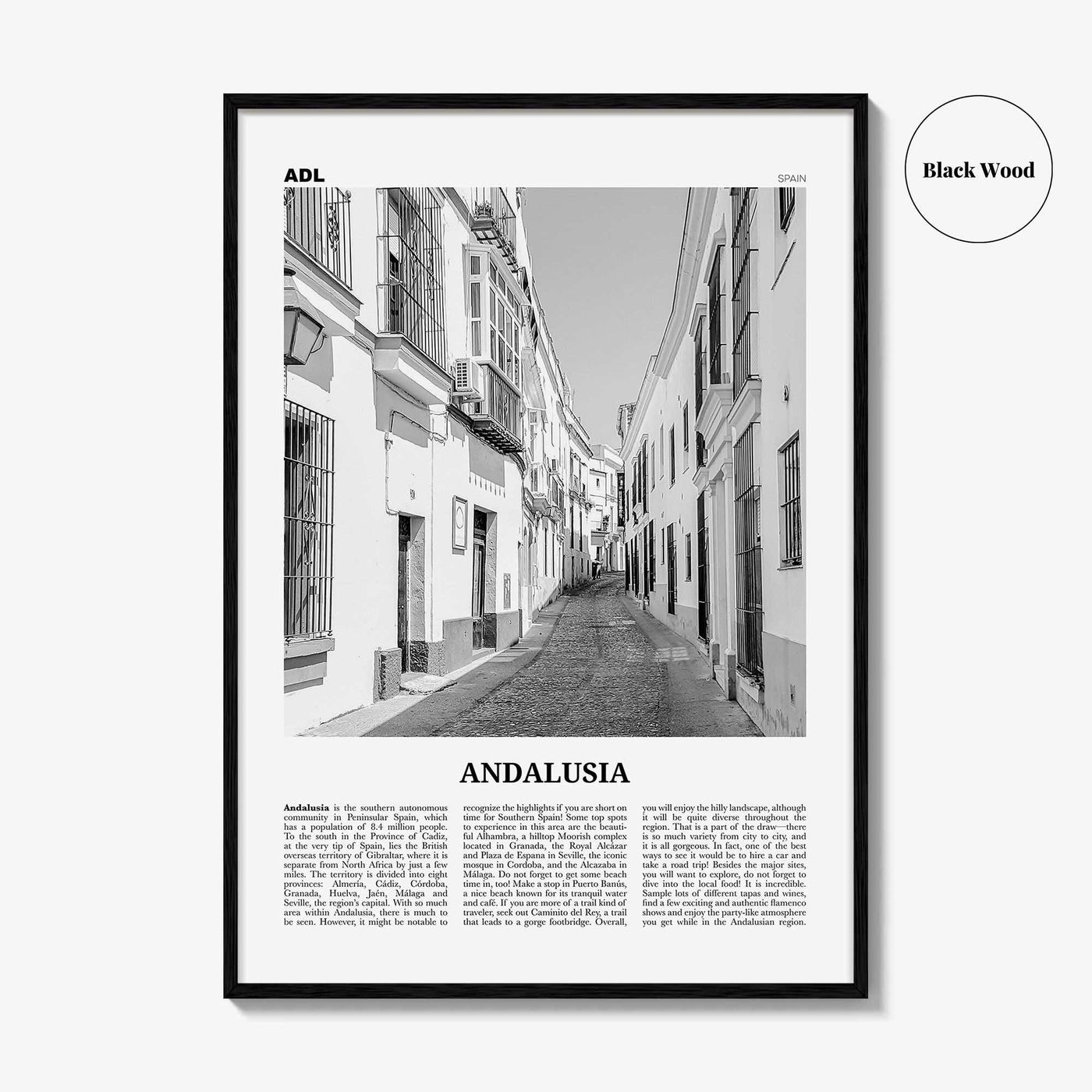 Andalusia Print Black and White No 1, Andalusia Wall Art, Andalusia Poster, Andalusia Photo, Andalusia Wall Decor, Spain, Sevilla, España