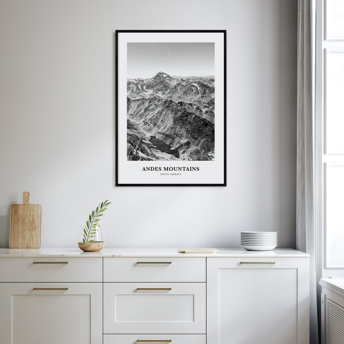 Andes Mountains Portrait B&W Poster
