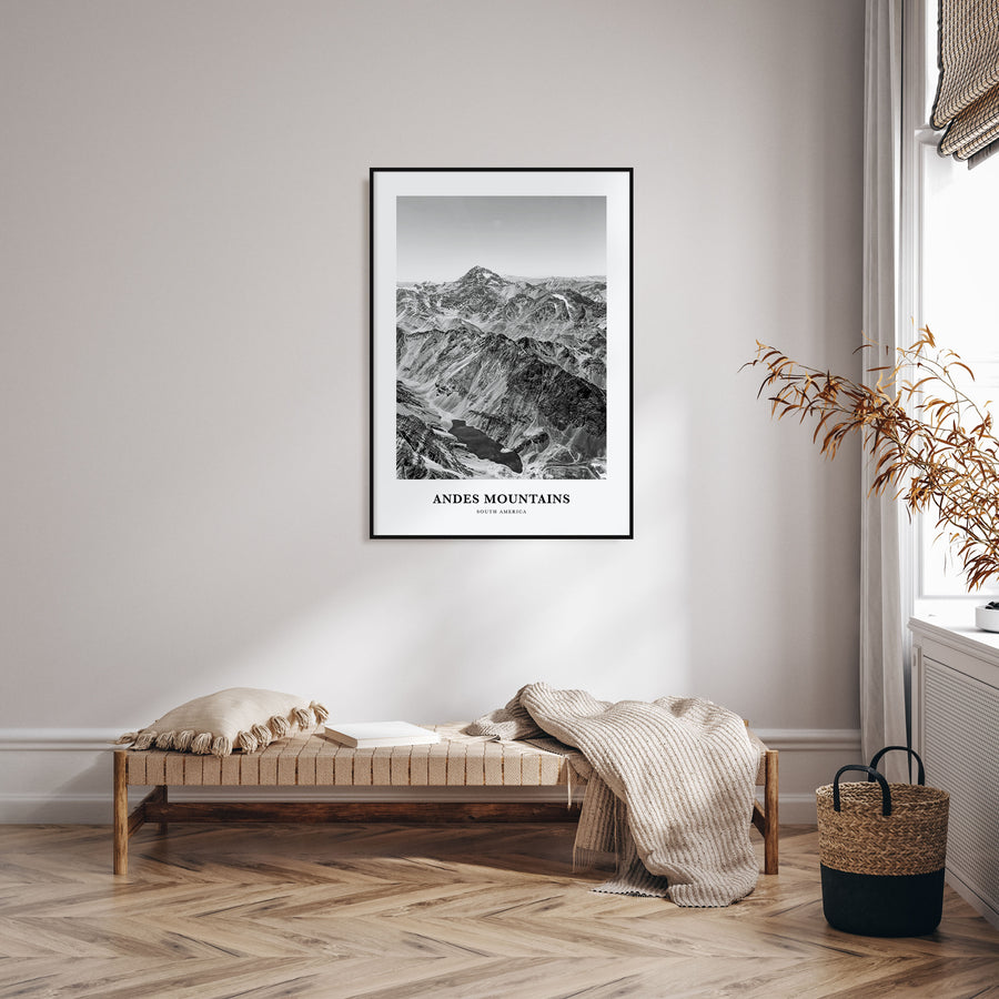 Andes Mountains Portrait B&W Poster