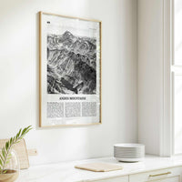 Andes Mountains Print Black and White, Andes Wall Art, Andes Poster, Andes Photo, Andes Map, Andes Wall Decor, South America