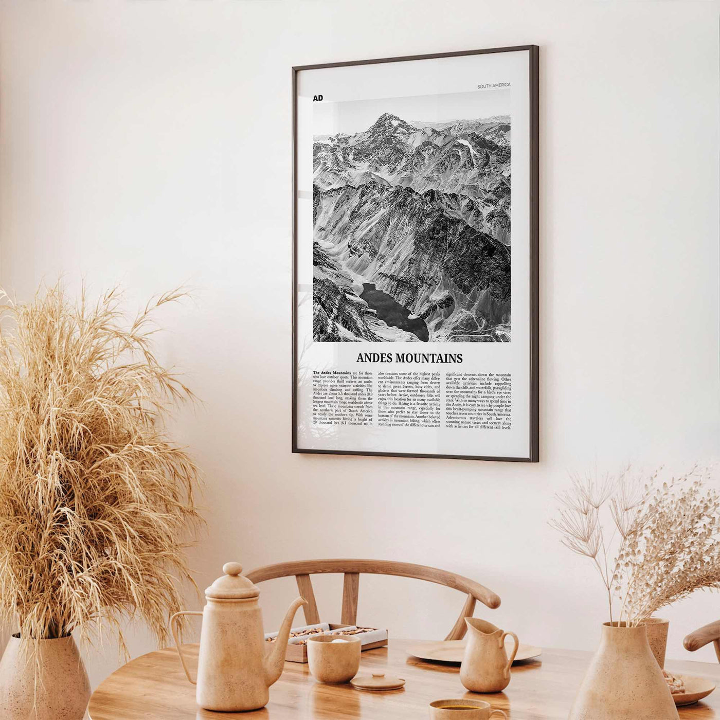 Andes Mountains Print Black and White, Andes Wall Art, Andes Poster, Andes Photo, Andes Map, Andes Wall Decor, South America