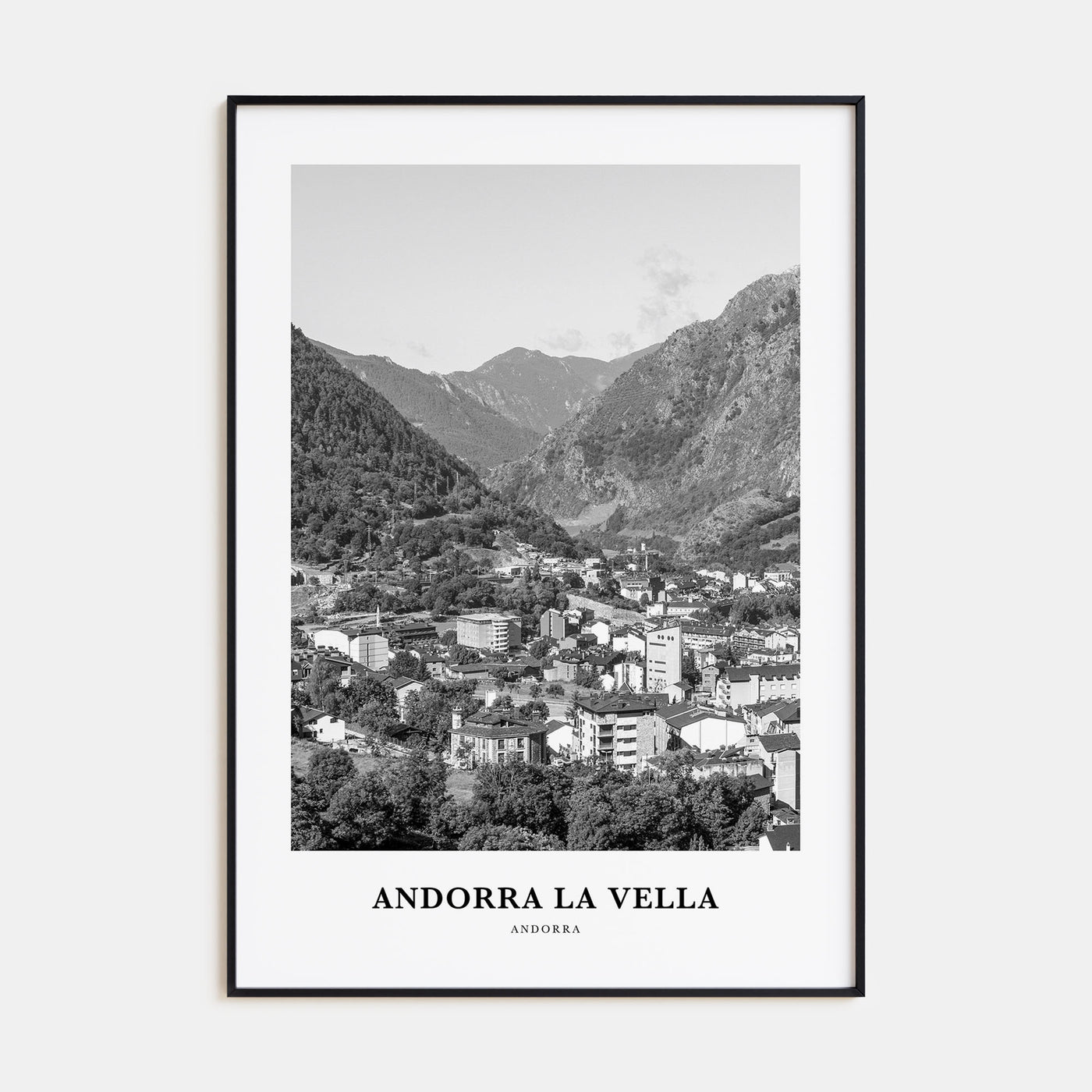 Andorra la Vella Portrait B&W Poster