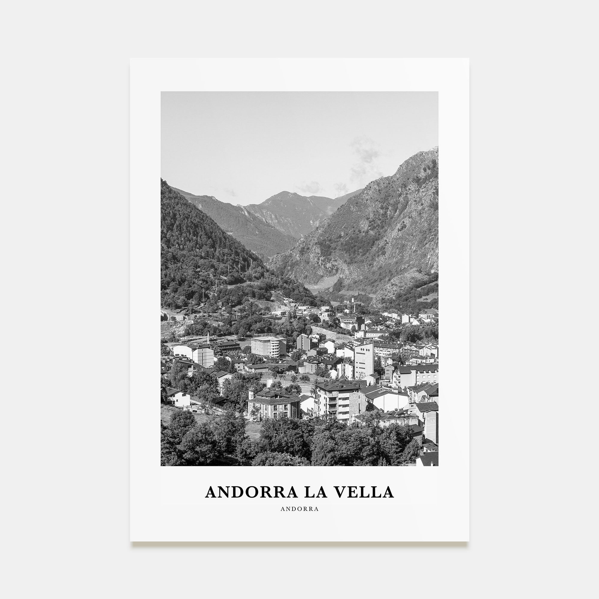 Andorra la Vella Portrait B&W Poster