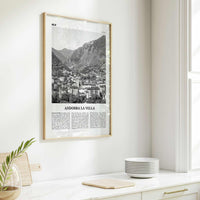 Andorra la Vella Print Black and White, Andorra la Vella Wall Art, Andorra la Vella Poster, Andorra la Vella Photo, la Vieja, Andorra