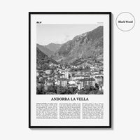 Andorra la Vella Print Black and White, Andorra la Vella Wall Art, Andorra la Vella Poster, Andorra la Vella Photo, la Vieja, Andorra