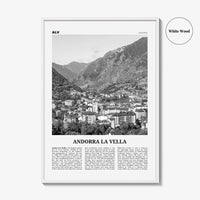 Andorra la Vella Print Black and White, Andorra la Vella Wall Art, Andorra la Vella Poster, Andorra la Vella Photo, la Vieja, Andorra