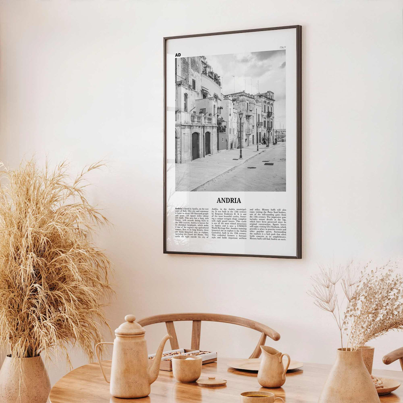 Andria Print Black and White, Andria Wall Art, Andria Poster, Andria Photo, Andria Wall Décor, Andria Map, Italy