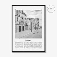 Andria Print Black and White, Andria Wall Art, Andria Poster, Andria Photo, Andria Wall Décor, Andria Map, Italy