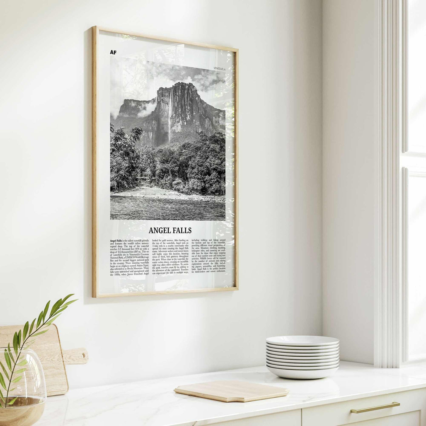 Angel Falls Print Black and White, Angel Falls Wall Art, Angel Falls Poster, Angel Falls Photo, Angel Falls Wall Décor, Venezuela