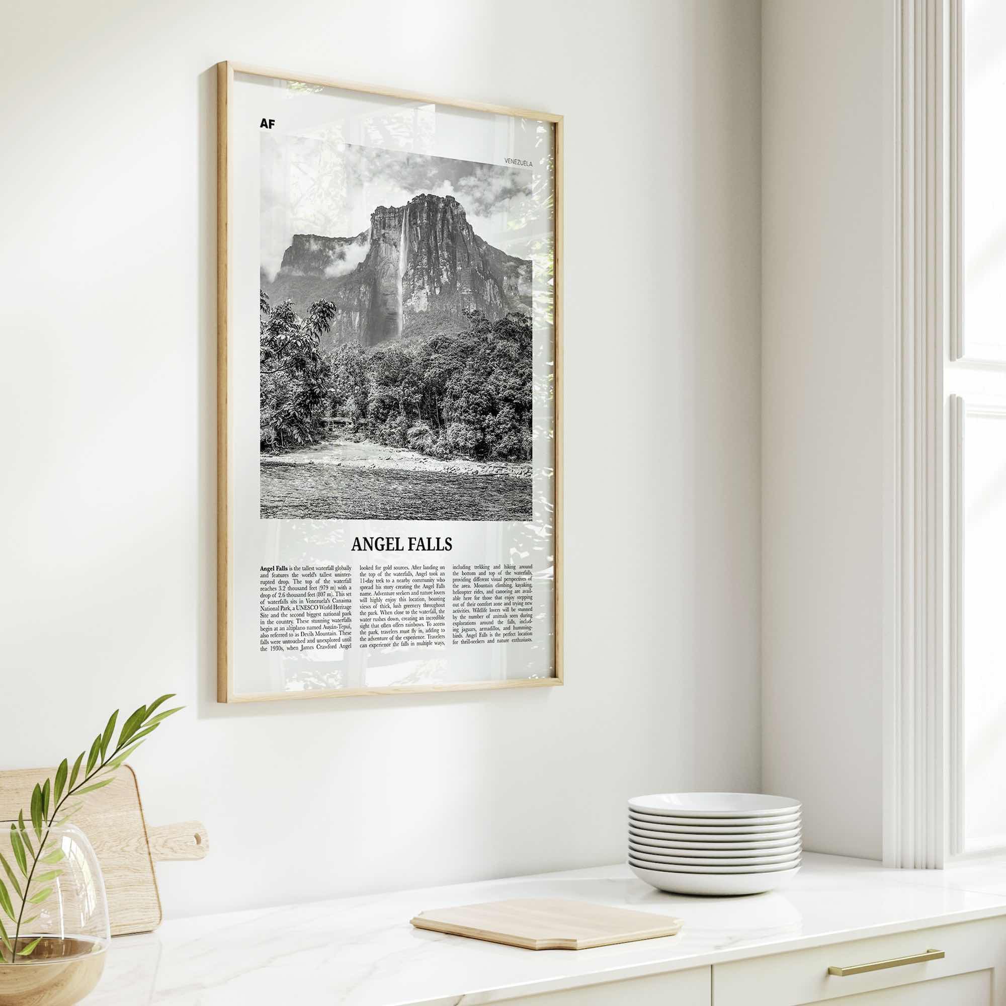 Angel Falls Print Black and White, Angel Falls Wall Art, Angel Falls Poster, Angel Falls Photo, Angel Falls Wall Décor, Venezuela