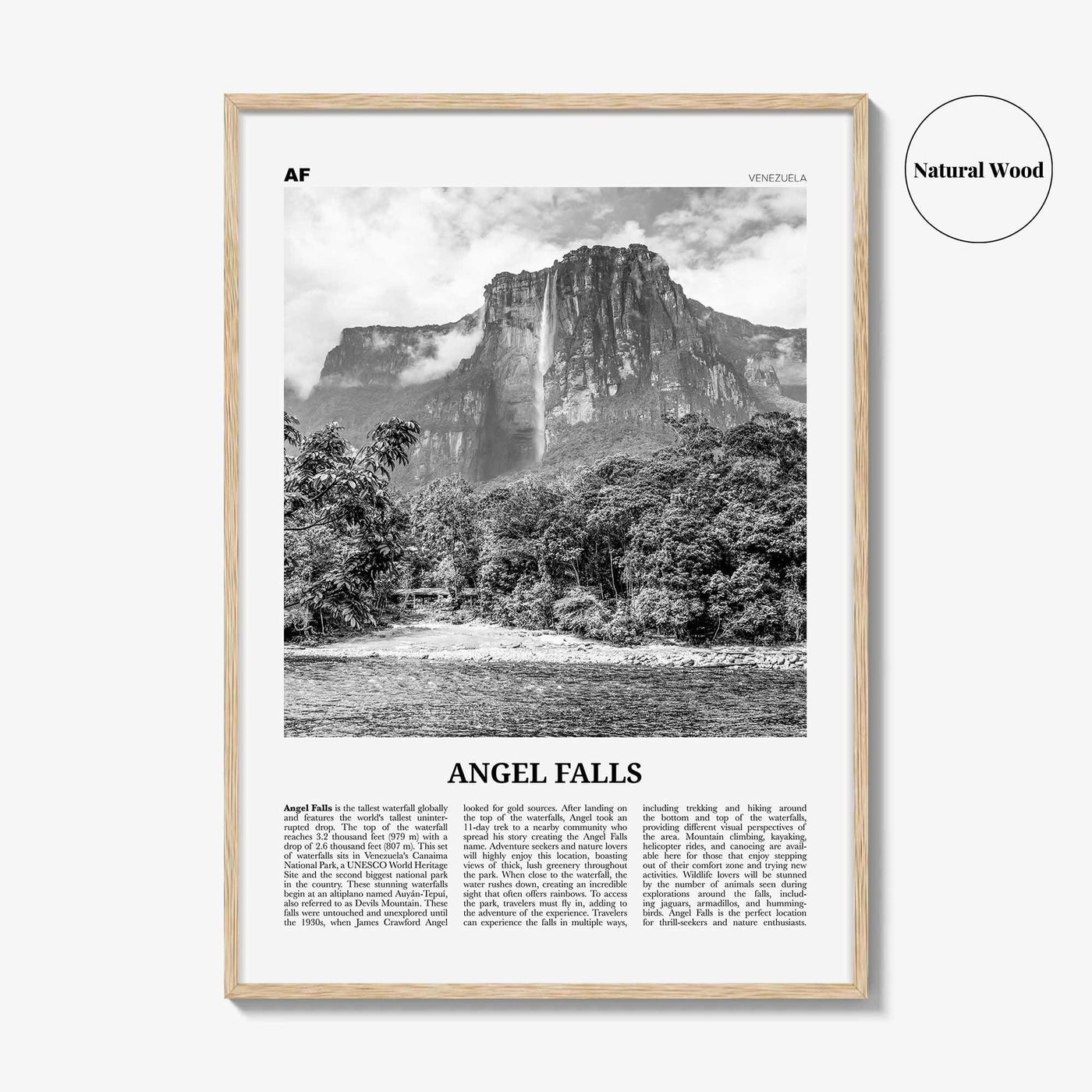 Angel Falls Print Black and White, Angel Falls Wall Art, Angel Falls Poster, Angel Falls Photo, Angel Falls Wall Décor, Venezuela