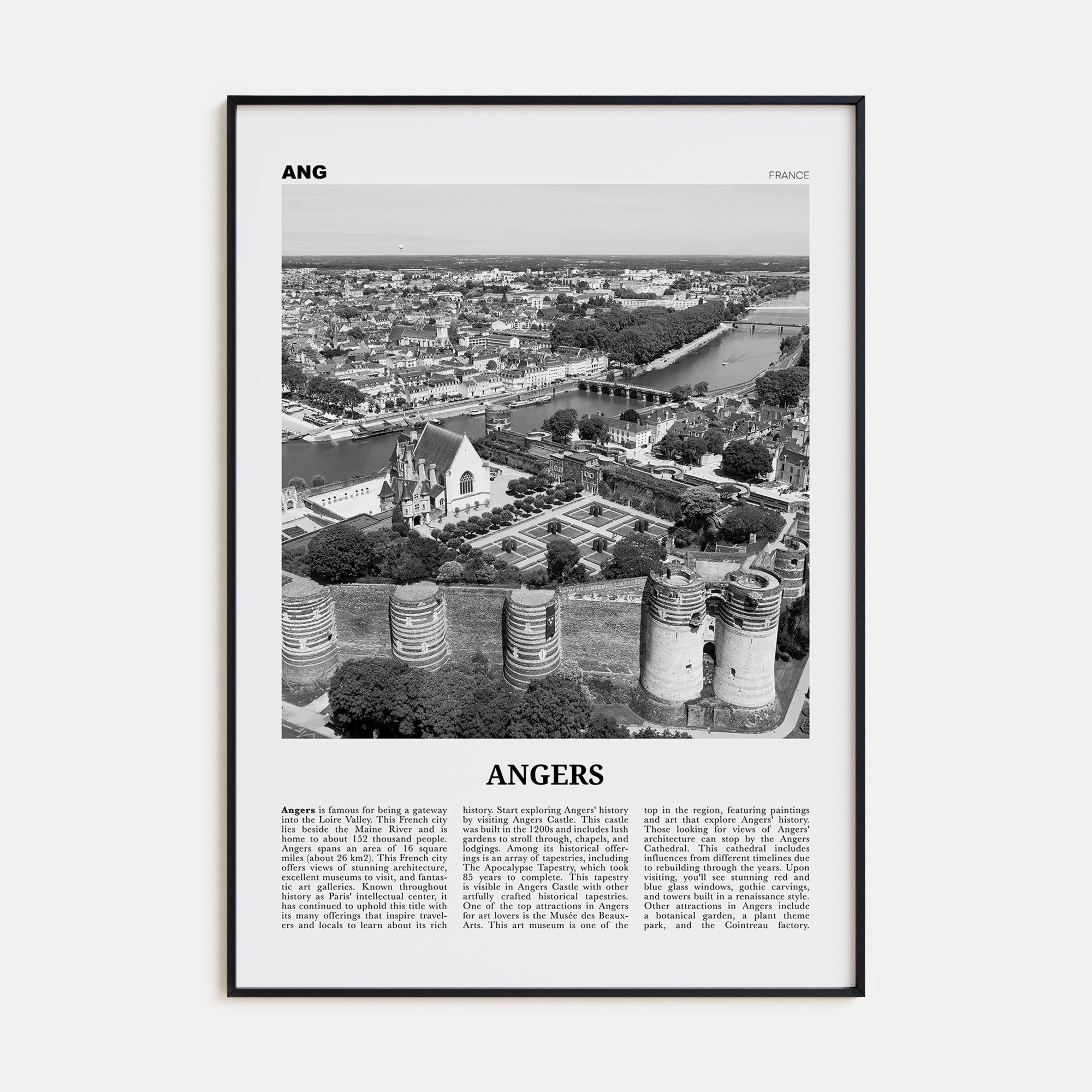 Angers Travel B&W Poster