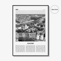 Angers Print Black and White, Angers Wall Art, Angers Poster, Angers Photo, Angers Wall Décor, Angers Map, France