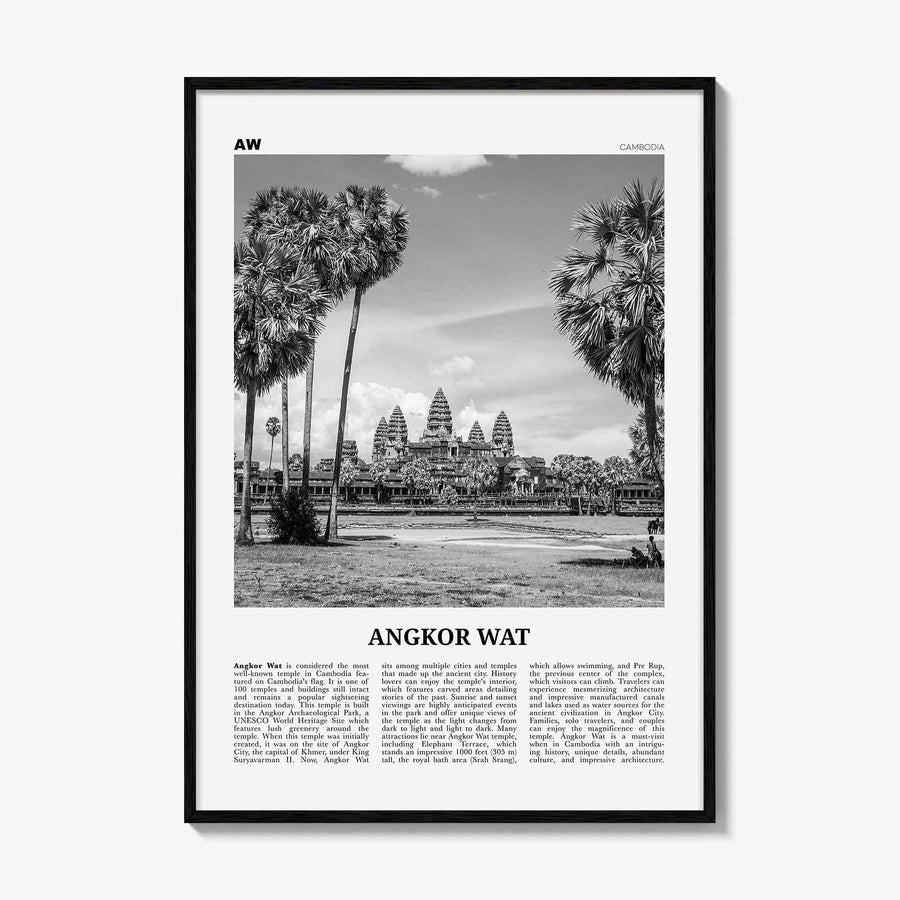 Angkor Wat Print Black and White, Angkor Wat Wall Art, Angkor Wat Poster, Angkor Wat Photo, Angkor Wat Wall Décor, Cambodia