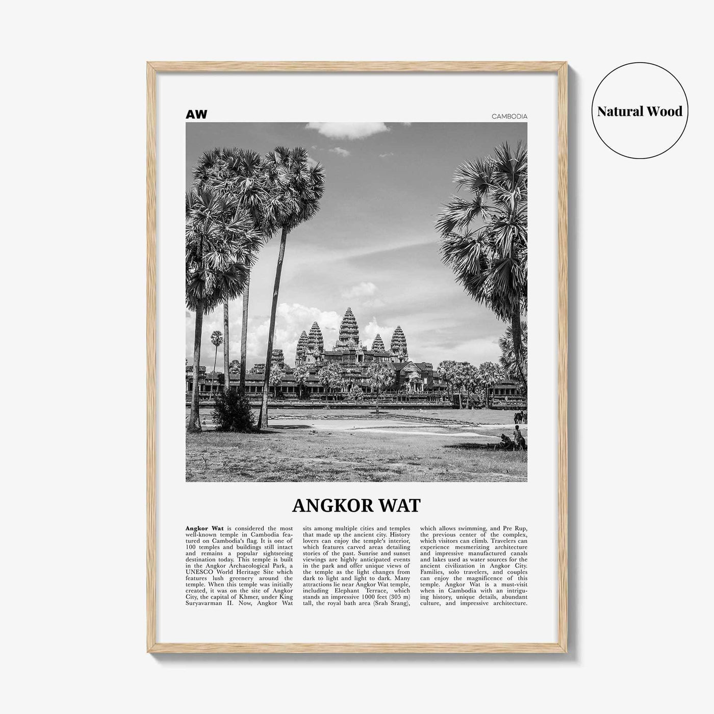Angkor Wat Print Black and White, Angkor Wat Wall Art, Angkor Wat Poster, Angkor Wat Photo, Angkor Wat Wall Décor, Cambodia