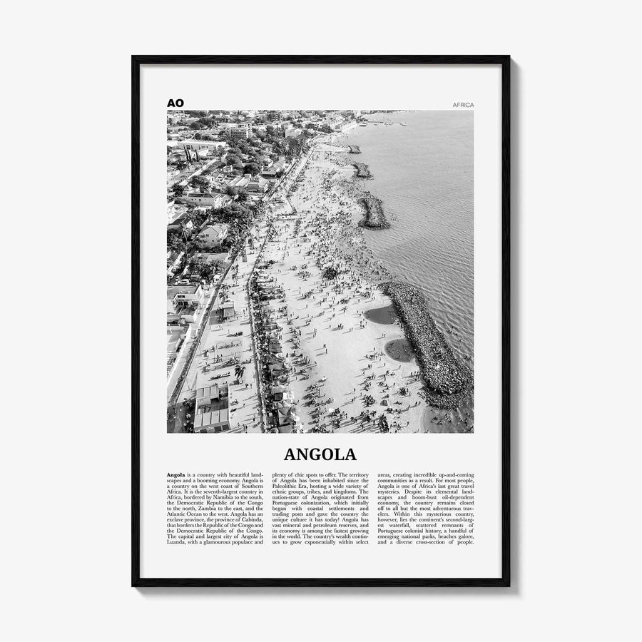 Angola Print Black and White, Angola Wall Art, Angola Poster, Angola Photo, Angola Wall Decor, Country Art Print, Luanda, Africa