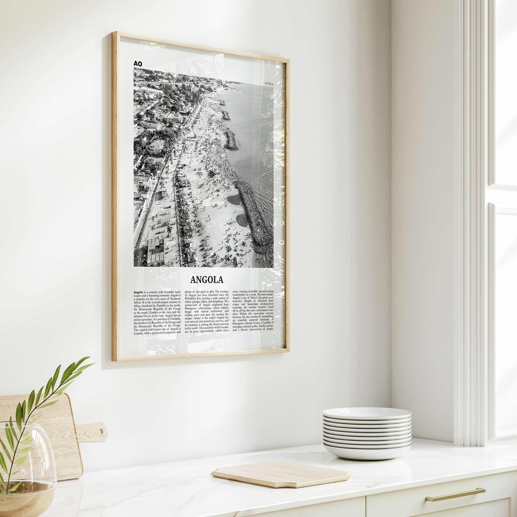 Angola Print Black and White, Angola Wall Art, Angola Poster, Angola Photo, Angola Wall Decor, Country Art Print, Luanda, Africa