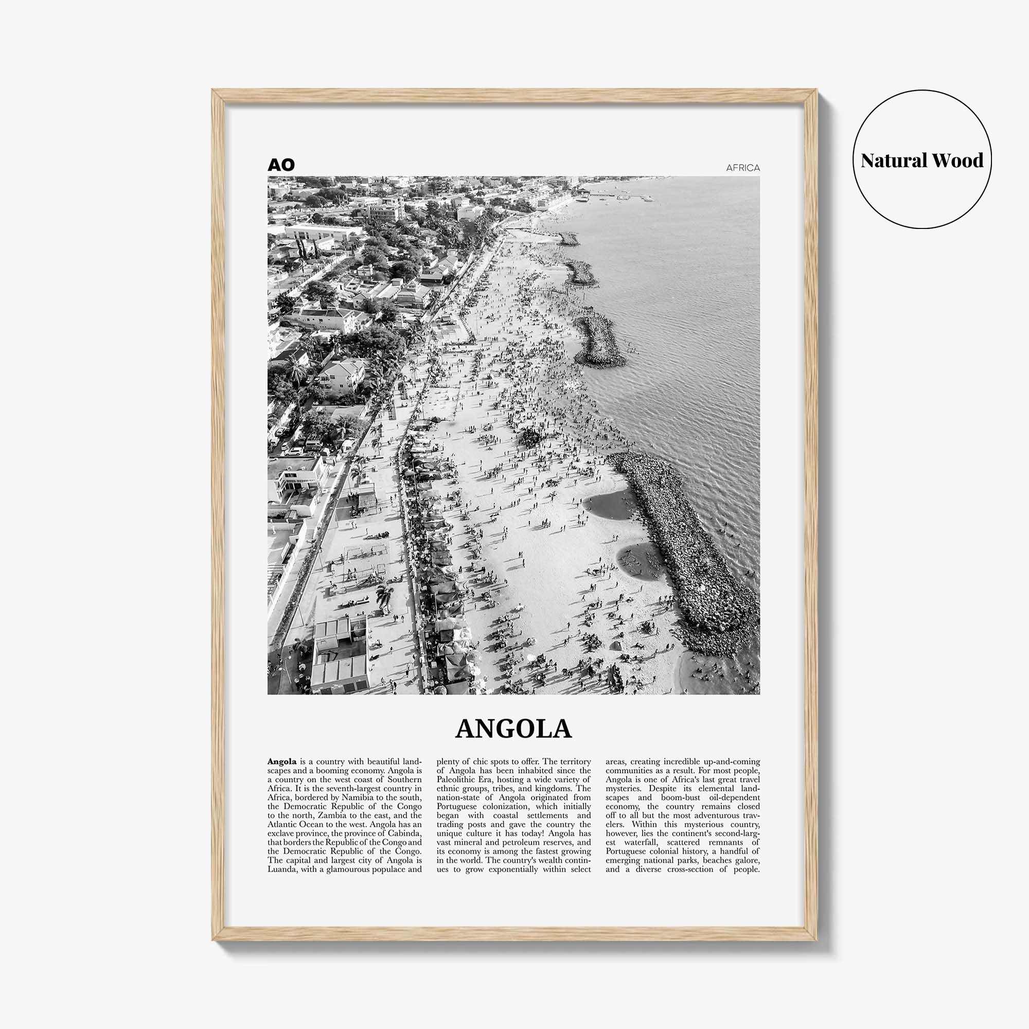 Angola Print Black and White, Angola Wall Art, Angola Poster, Angola Photo, Angola Wall Decor, Country Art Print, Luanda, Africa