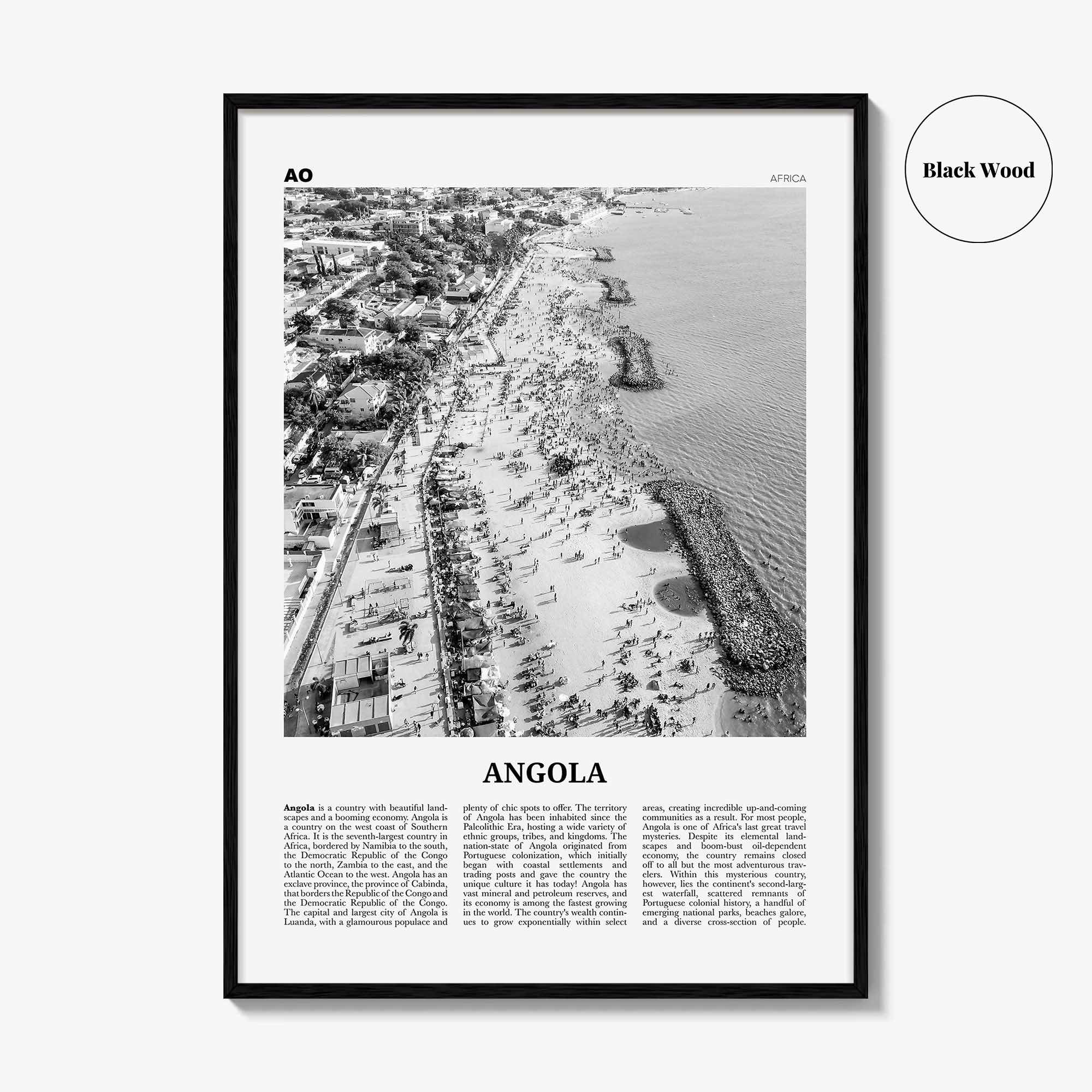 Angola Print Black and White, Angola Wall Art, Angola Poster, Angola Photo, Angola Wall Decor, Country Art Print, Luanda, Africa
