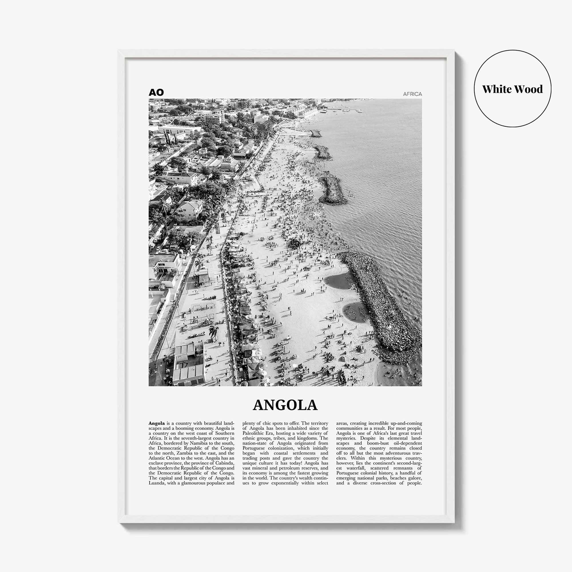 Angola Print Black and White, Angola Wall Art, Angola Poster, Angola Photo, Angola Wall Decor, Country Art Print, Luanda, Africa