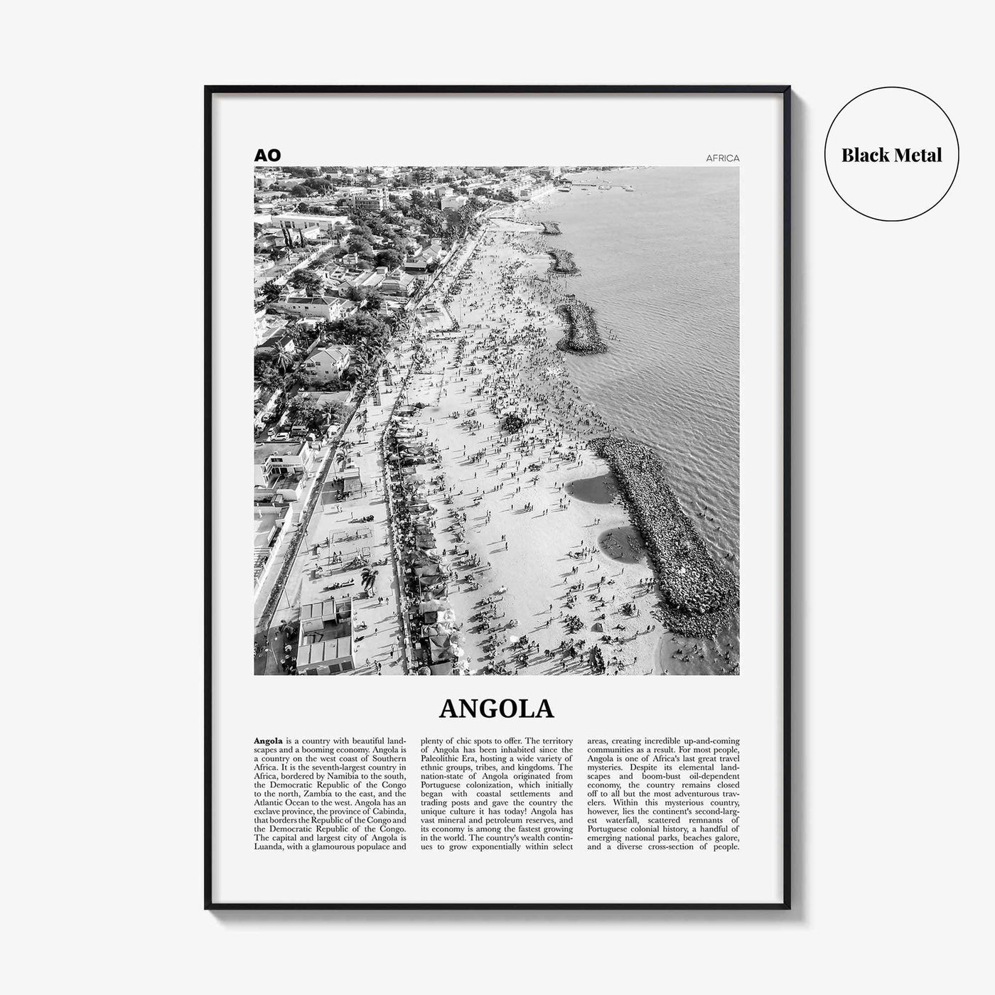 Angola Print Black and White, Angola Wall Art, Angola Poster, Angola Photo, Angola Wall Decor, Country Art Print, Luanda, Africa