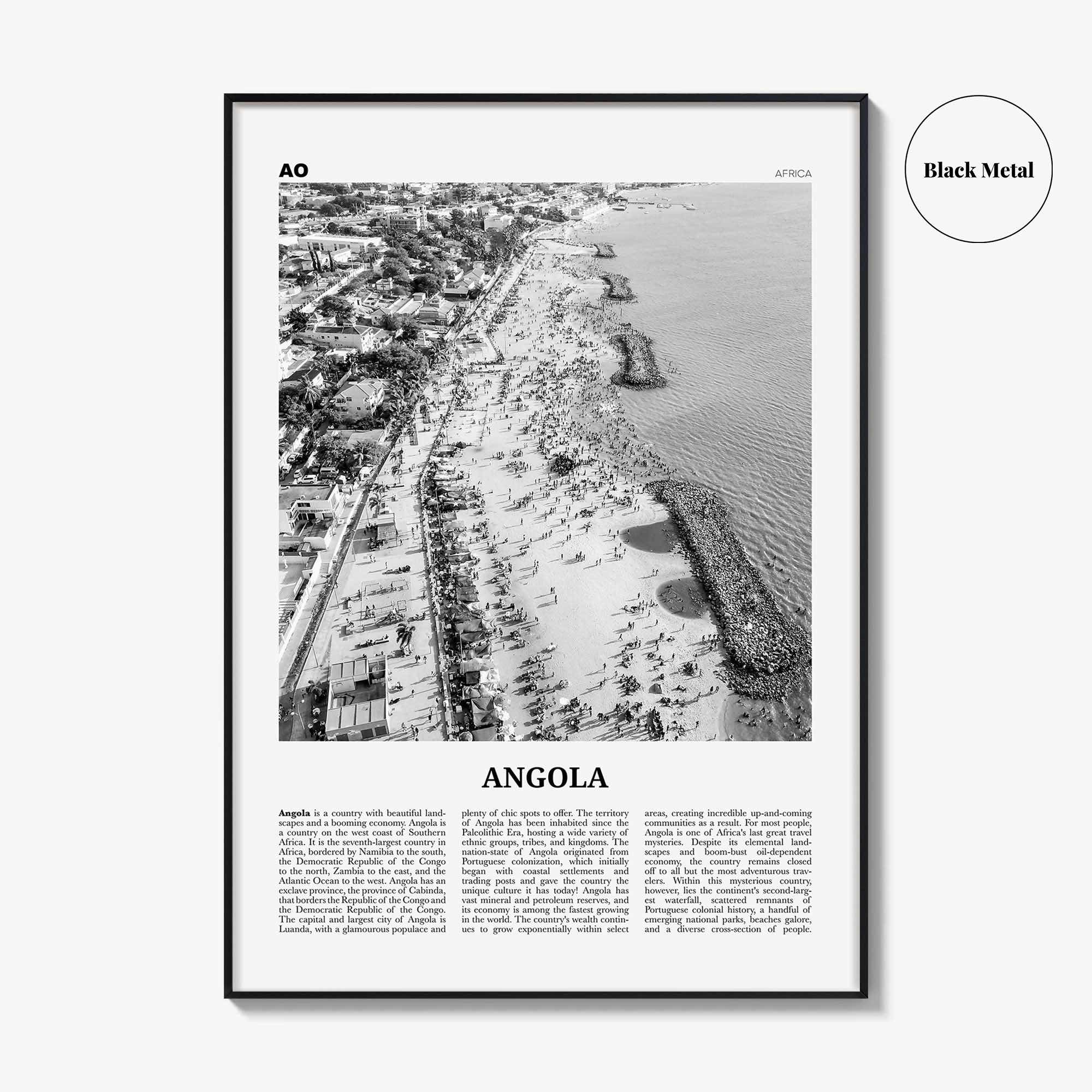 Angola Print Black and White, Angola Wall Art, Angola Poster, Angola Photo, Angola Wall Decor, Country Art Print, Luanda, Africa