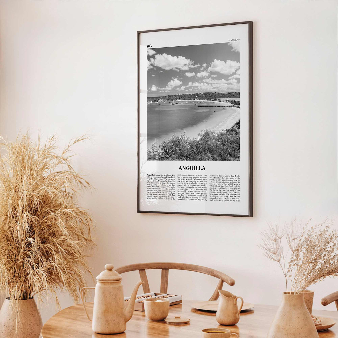 Anguilla Print Black and White, Anguilla Wall Art, Anguilla Poster, Anguilla Photo, Anguilla Map, Caribbean