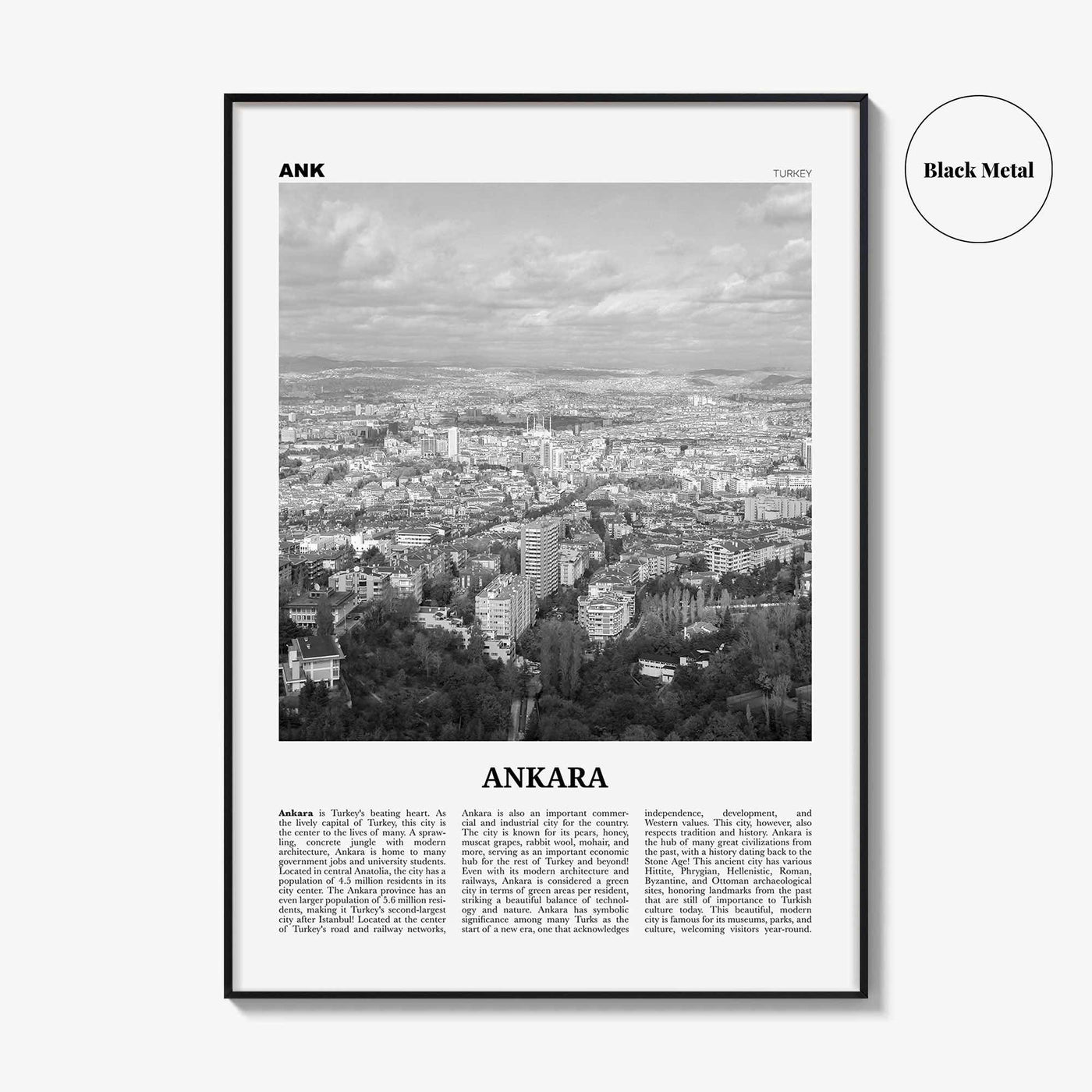 Ankara Print Black and White, Ankara Wall Art, Ankara Poster, Ankara Photo, Ankara Wall Decor, Turkey, Ancyra, Angora, Türkiye, Turkish