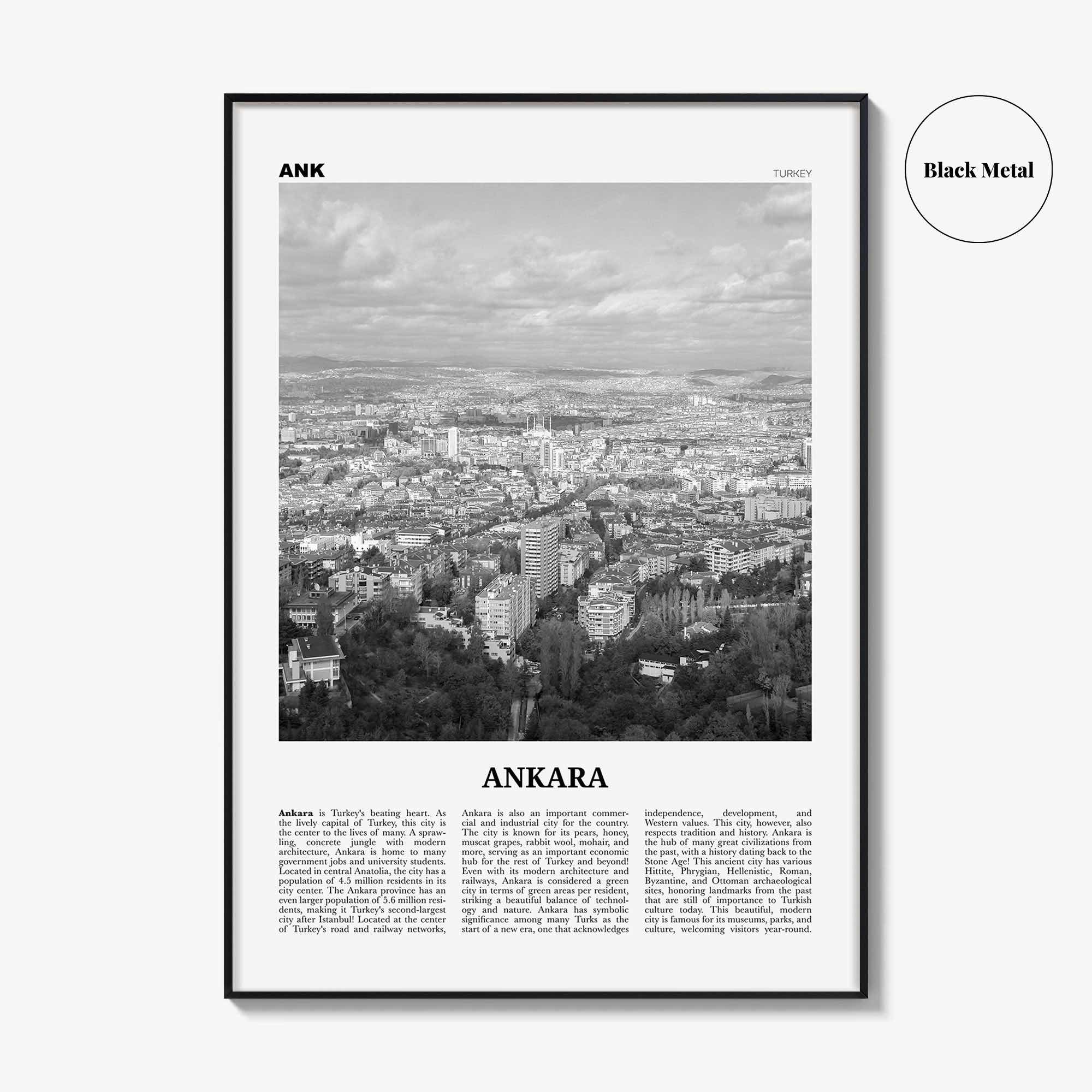Ankara Print Black and White, Ankara Wall Art, Ankara Poster, Ankara Photo, Ankara Wall Decor, Turkey, Ancyra, Angora, Türkiye, Turkish