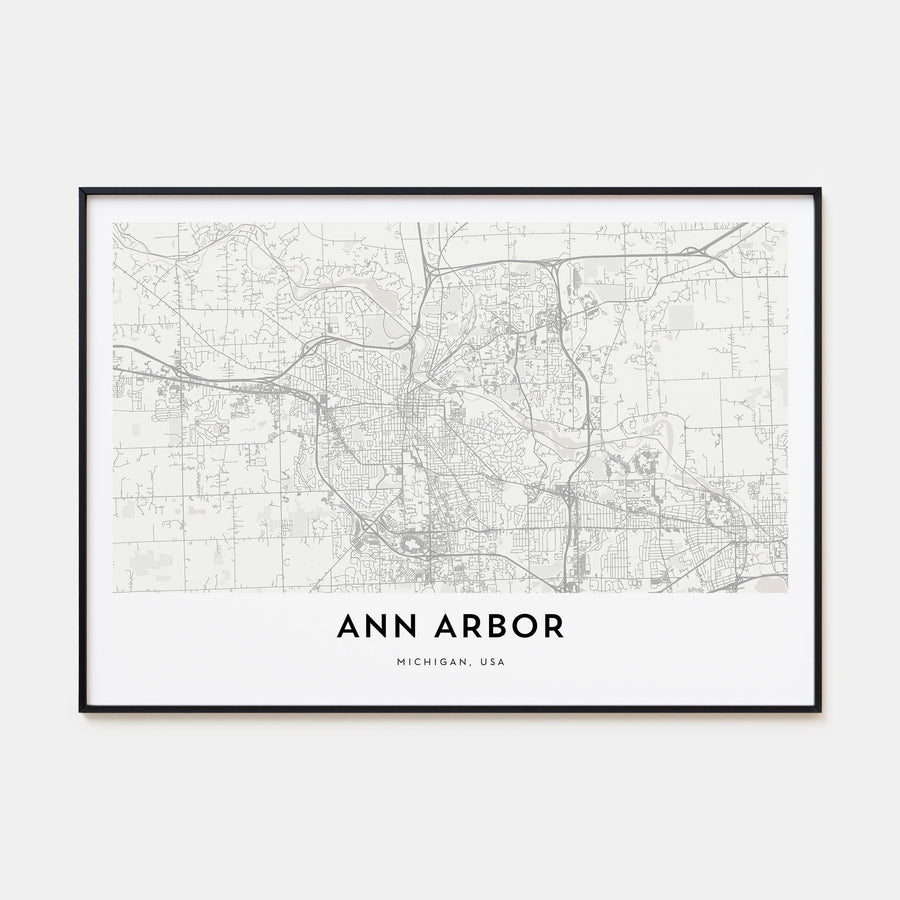 Ann Arbor Map Landscape Poster