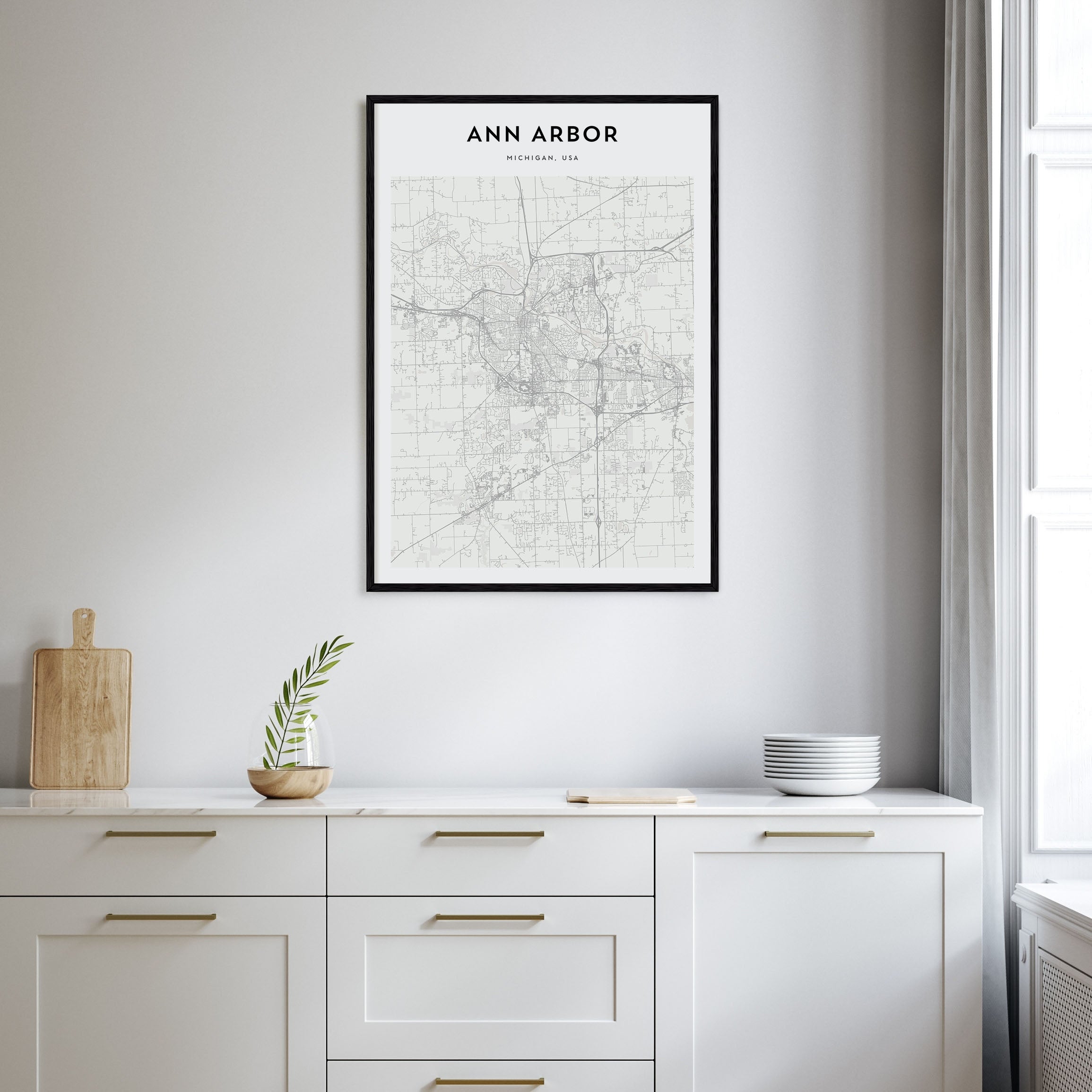 Ann Arbor Map Portrait Poster