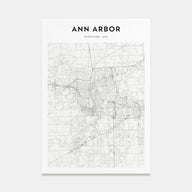 Ann Arbor Map Portrait Poster