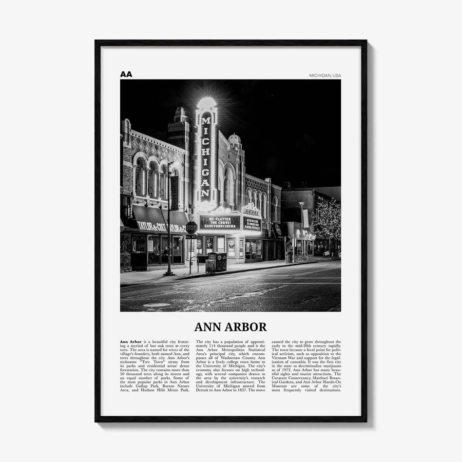 Ann Arbor Print Black and White No 1, Ann Arbor Wall Art, Ann Arbor Poster, Ann Arbor Photo, Michigan, USA, United States, North America