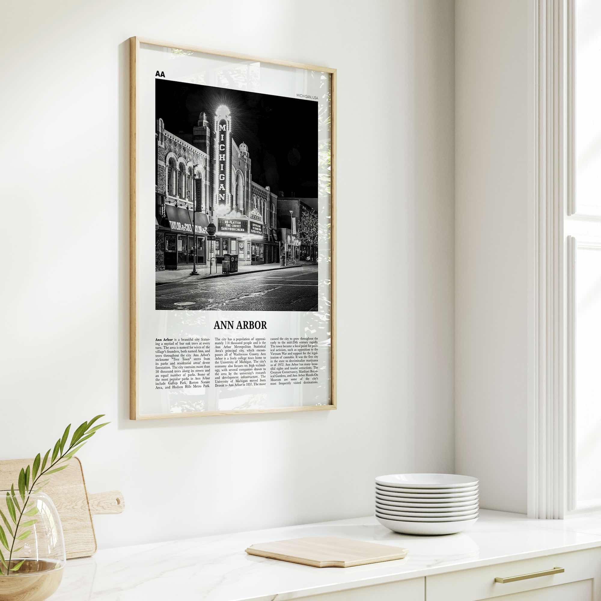 Ann Arbor Print Black and White No 1, Ann Arbor Wall Art, Ann Arbor Poster, Ann Arbor Photo, Michigan, USA, United States, North America