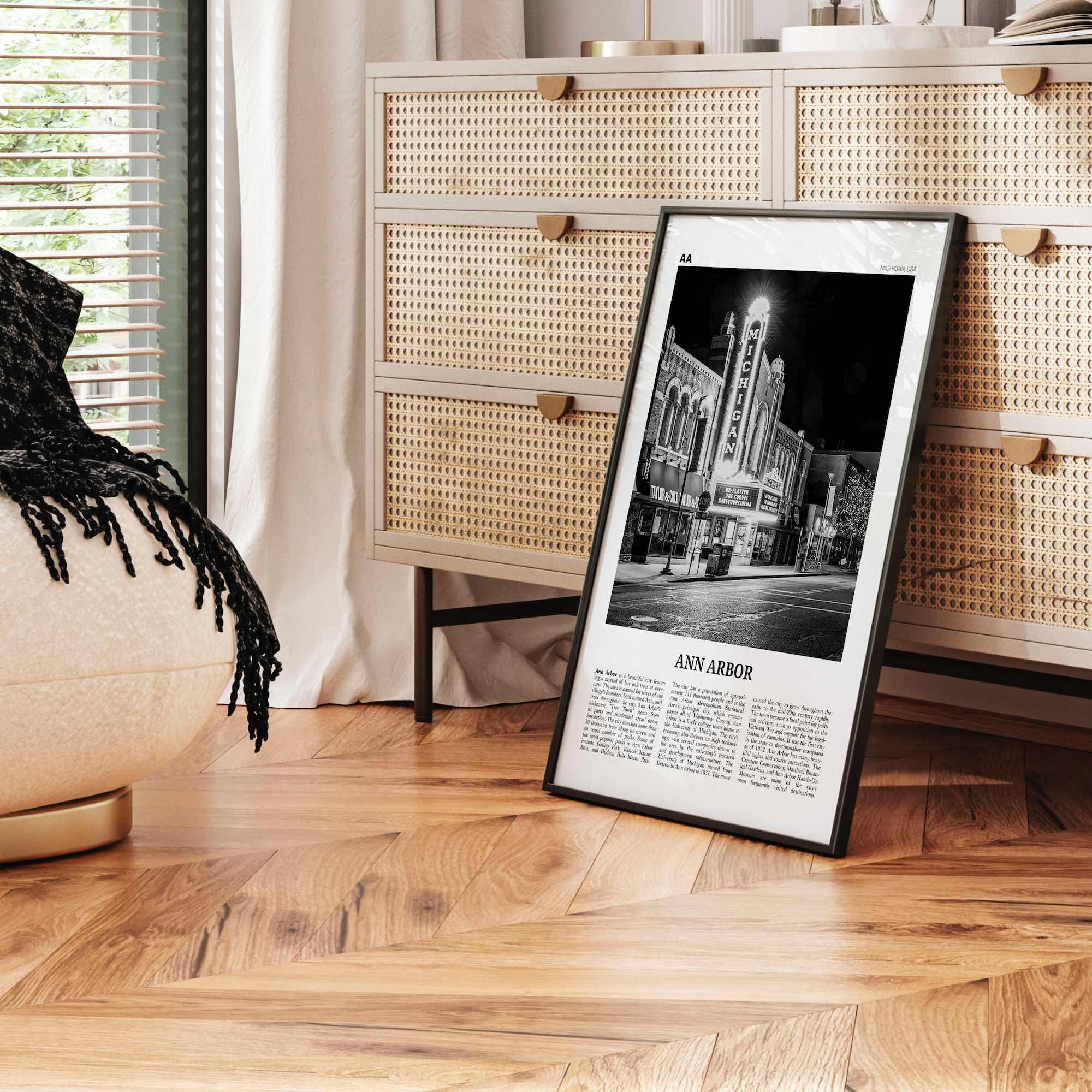 Ann Arbor Print Black and White No 1, Ann Arbor Wall Art, Ann Arbor Poster, Ann Arbor Photo, Michigan, USA, United States, North America