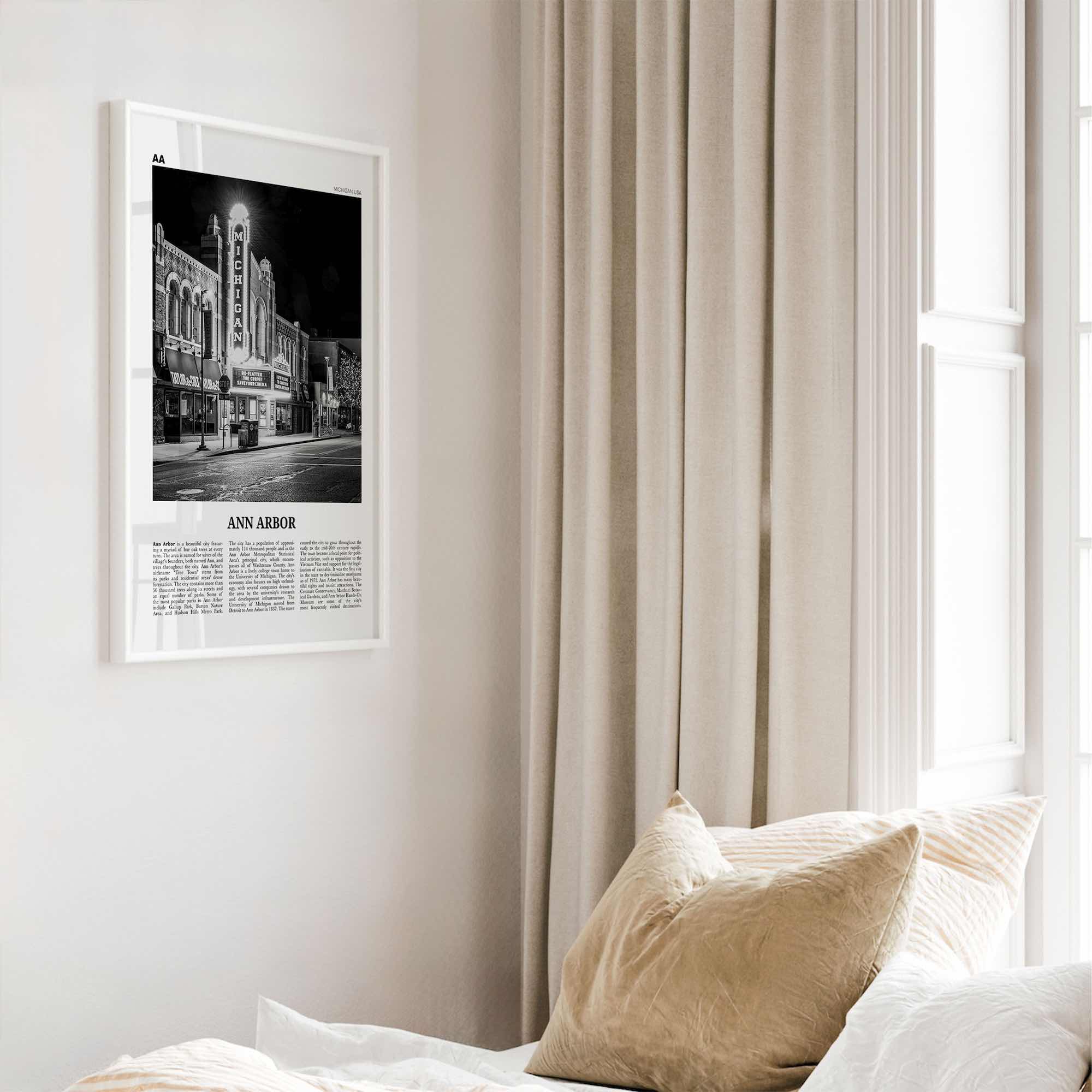 Ann Arbor Print Black and White No 1, Ann Arbor Wall Art, Ann Arbor Poster, Ann Arbor Photo, Michigan, USA, United States, North America