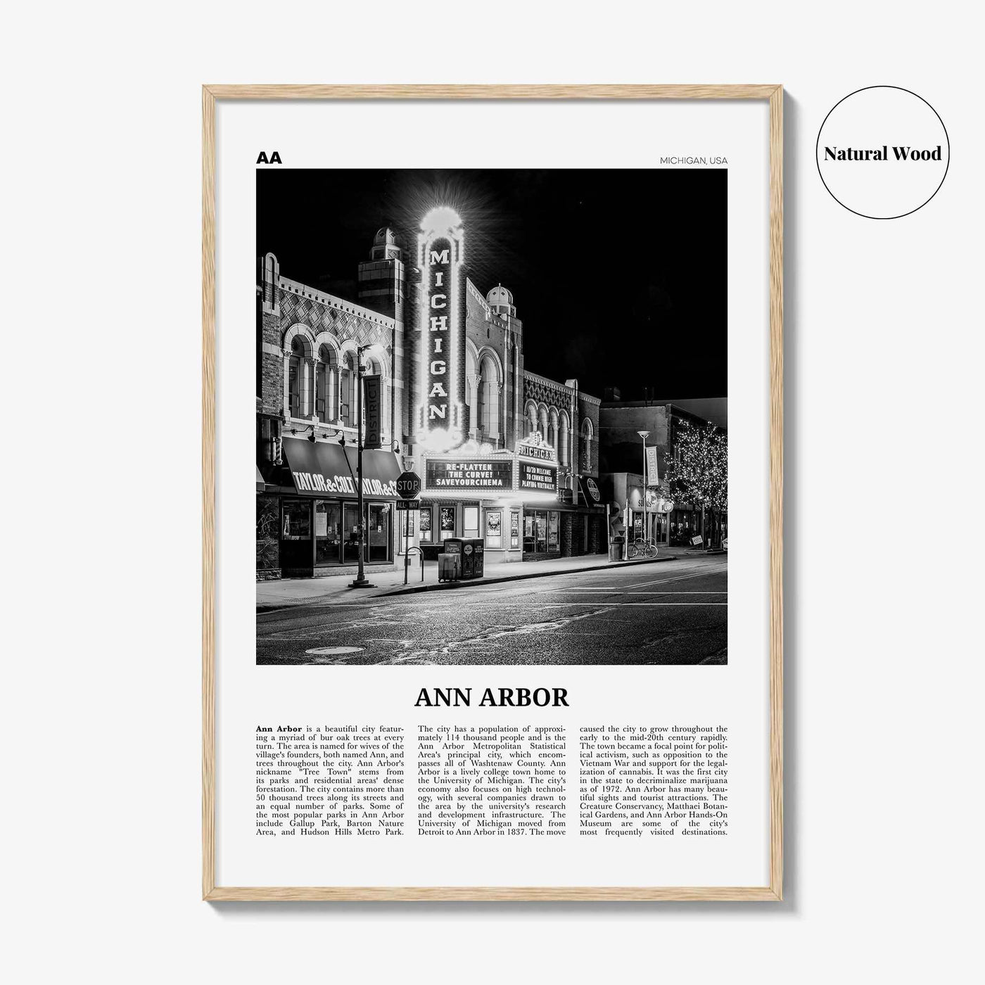Ann Arbor Print Black and White No 1, Ann Arbor Wall Art, Ann Arbor Poster, Ann Arbor Photo, Michigan, USA, United States, North America