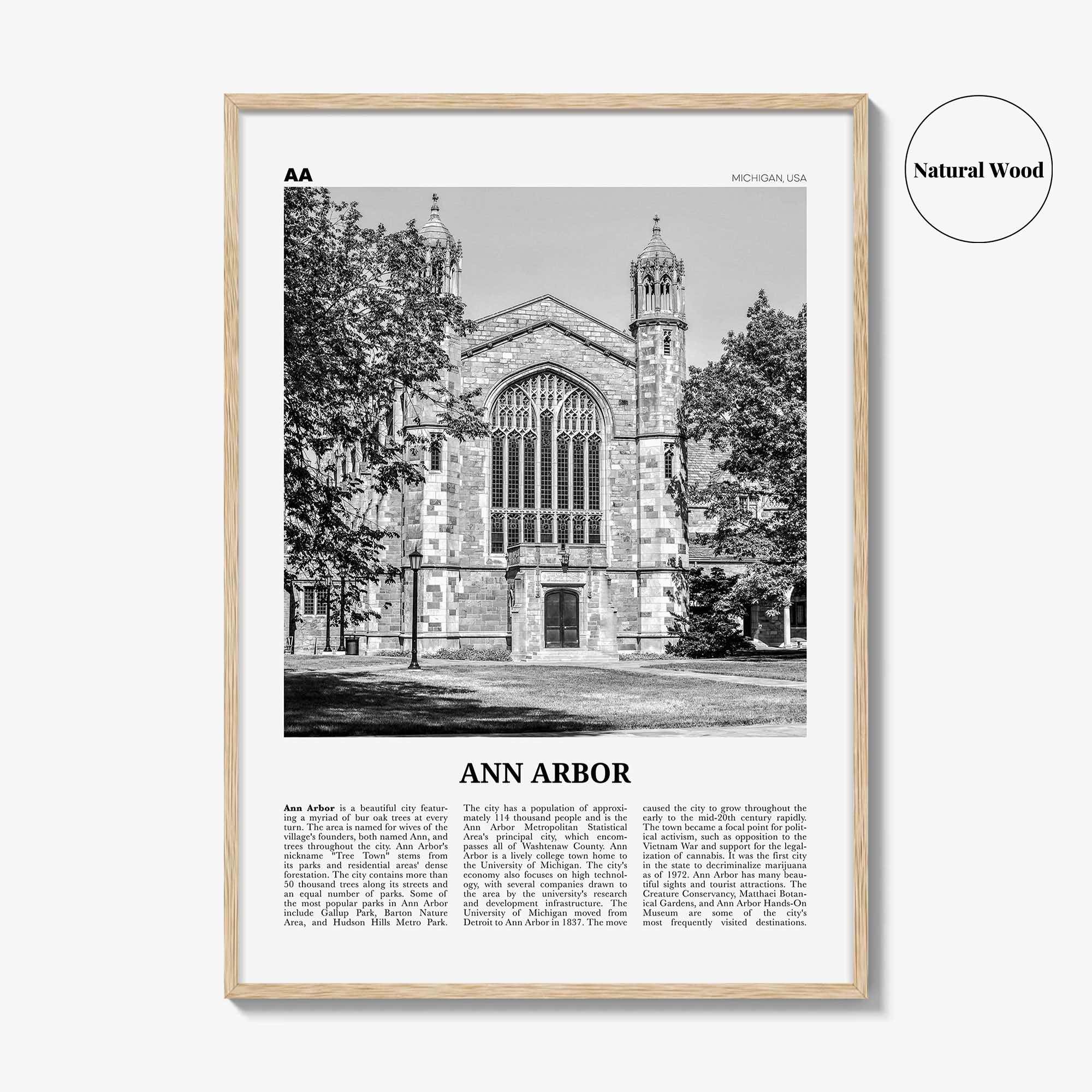 Ann Arbor Print Black and White No 2, Ann Arbor Wall Art, Ann Arbor Poster, Ann Arbor Photo, Michigan, USA, United States, North America