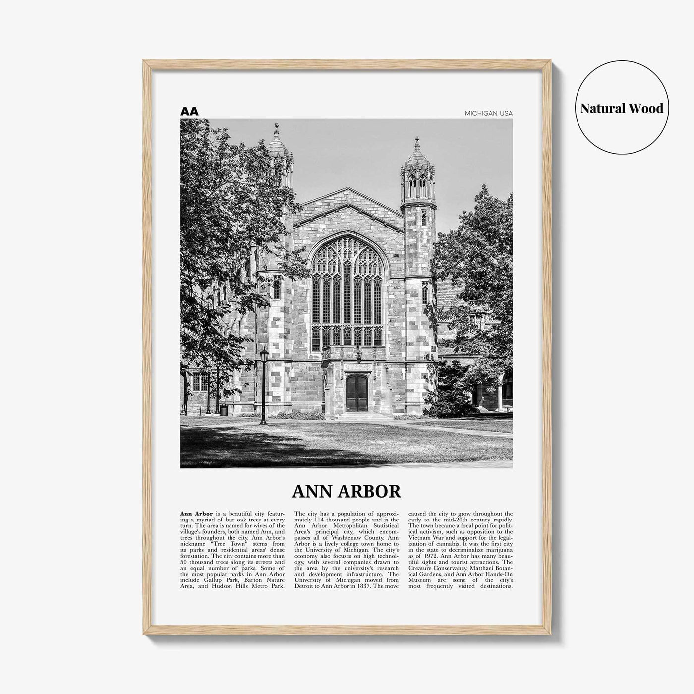 Ann Arbor Print Black and White No 2, Ann Arbor Wall Art, Ann Arbor Poster, Ann Arbor Photo, Michigan, USA, United States, North America