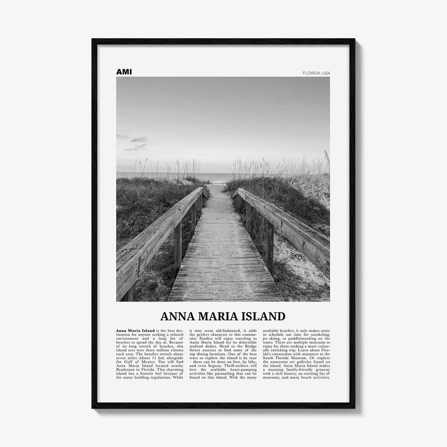 Anna Maria Island Print Black and White, Anna Maria Island Wall Art, Anna Maria Island Poster, Anna Maria Island Photo, Florida, USA