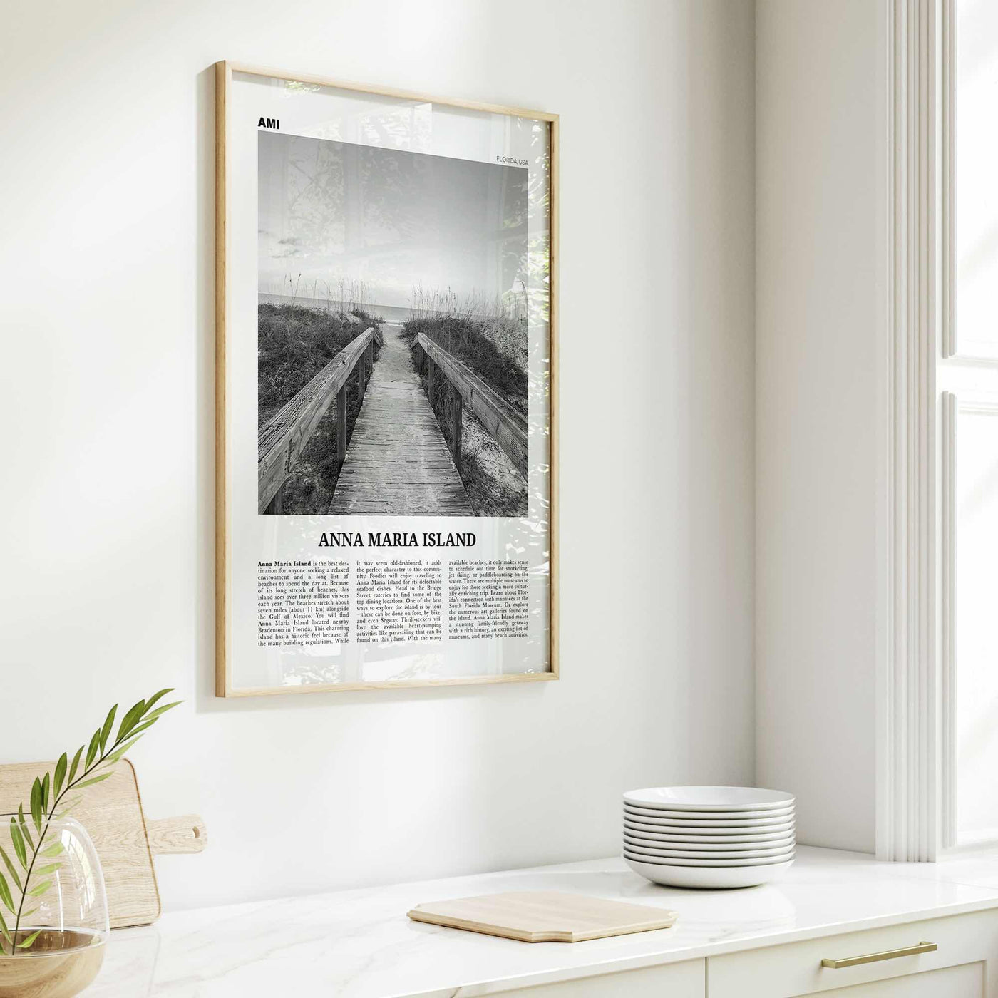 Anna Maria Island Print Black and White, Anna Maria Island Wall Art, Anna Maria Island Poster, Anna Maria Island Photo, Florida, USA