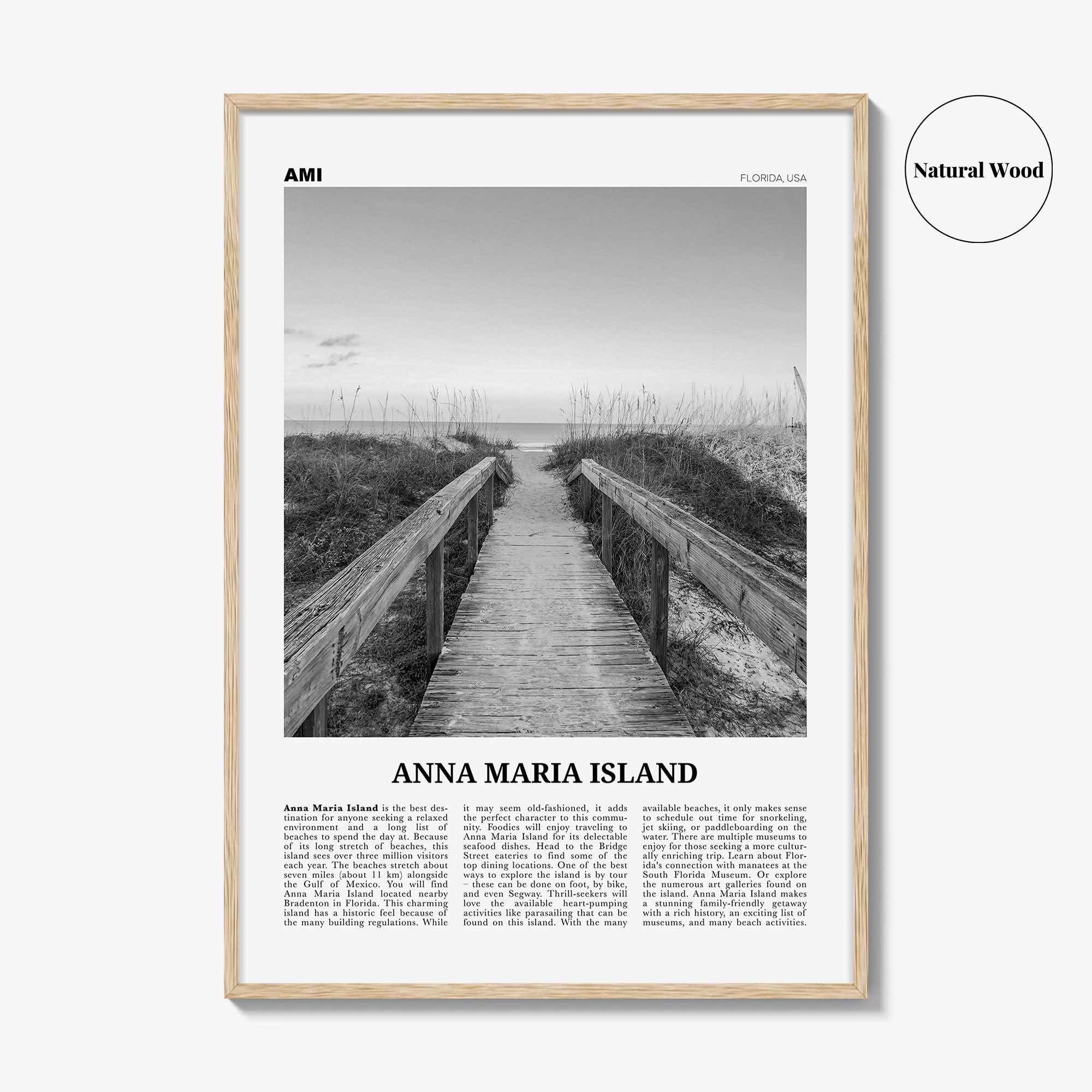 Anna Maria Island Print Black and White, Anna Maria Island Wall Art, Anna Maria Island Poster, Anna Maria Island Photo, Florida, USA