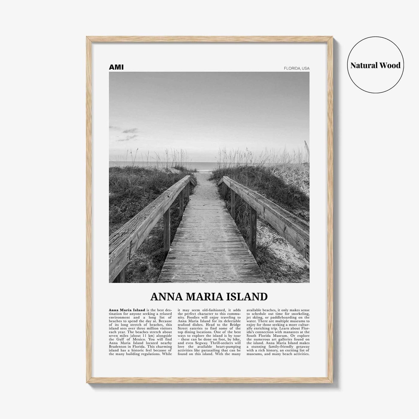 Anna Maria Island Print Black and White, Anna Maria Island Wall Art, Anna Maria Island Poster, Anna Maria Island Photo, Florida, USA