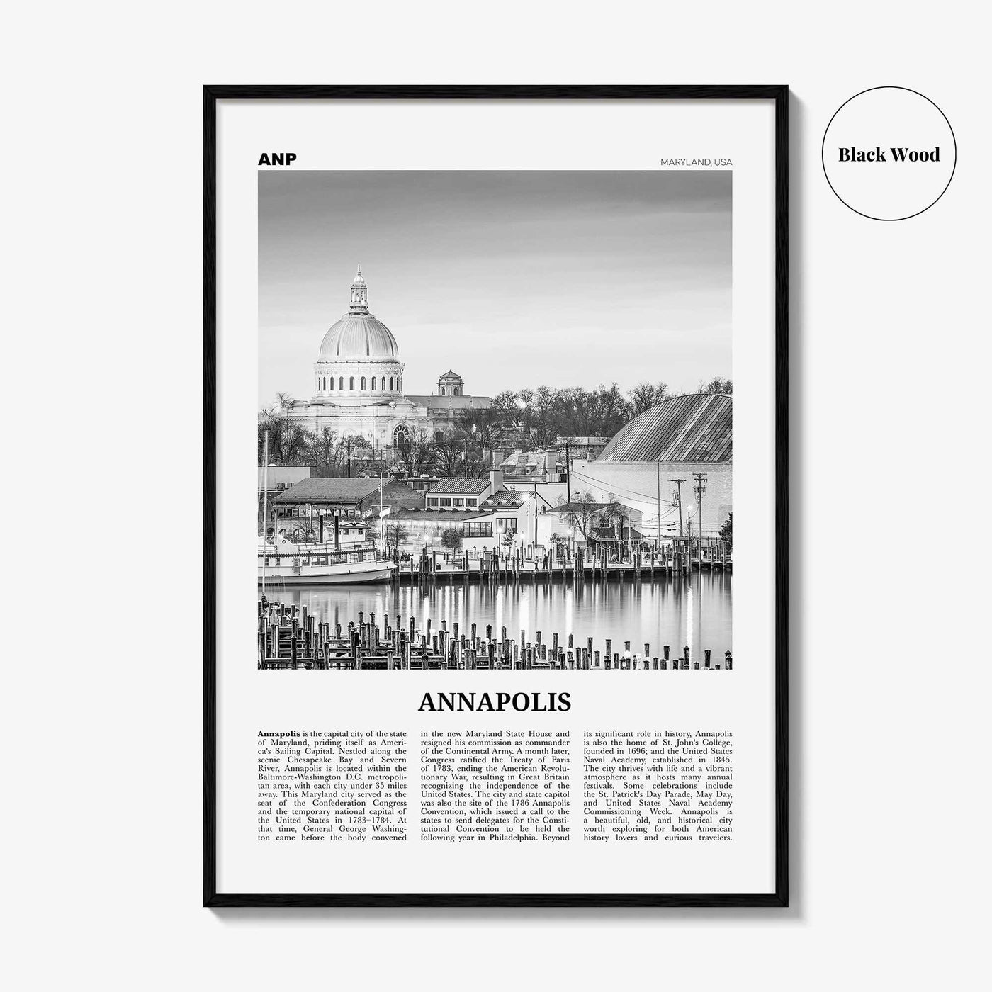 Annapolis Print Black and White No 2, Annapolis Wall Art, Annapolis Poster, Annapolis Photo, Annapolis Décor, Maryland, USA