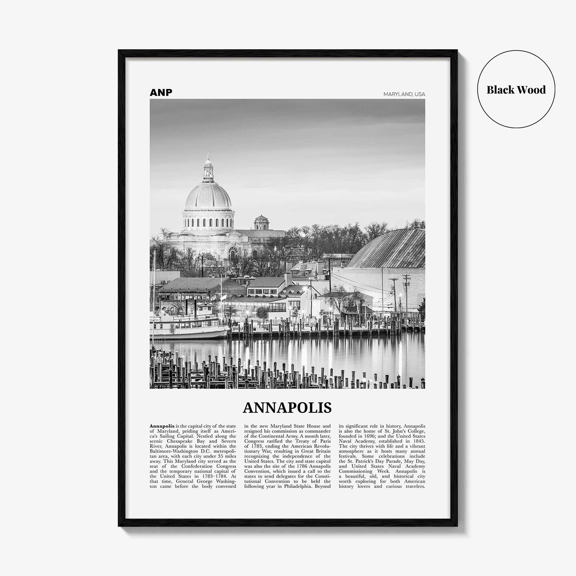 Annapolis Print Black and White No 2, Annapolis Wall Art, Annapolis Poster, Annapolis Photo, Annapolis Décor, Maryland, USA